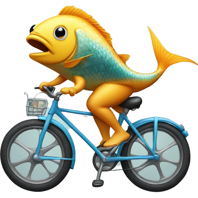 Fish riding a bike emoji