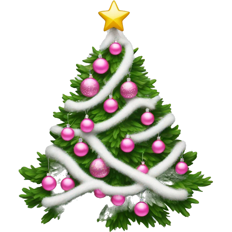 a white christmas tree with pink ornaments  emoji