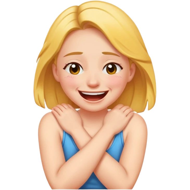 girl laugh crying with arms around neck emoji