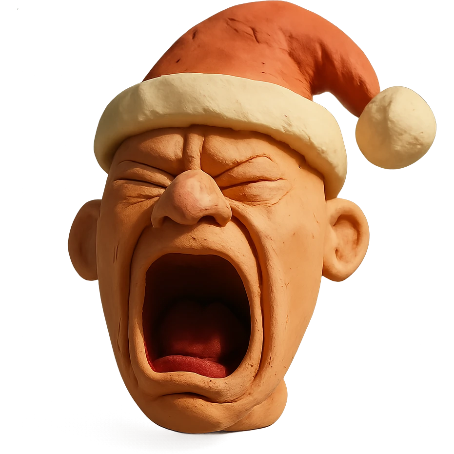 screaming face wearing a Santa hat emoji