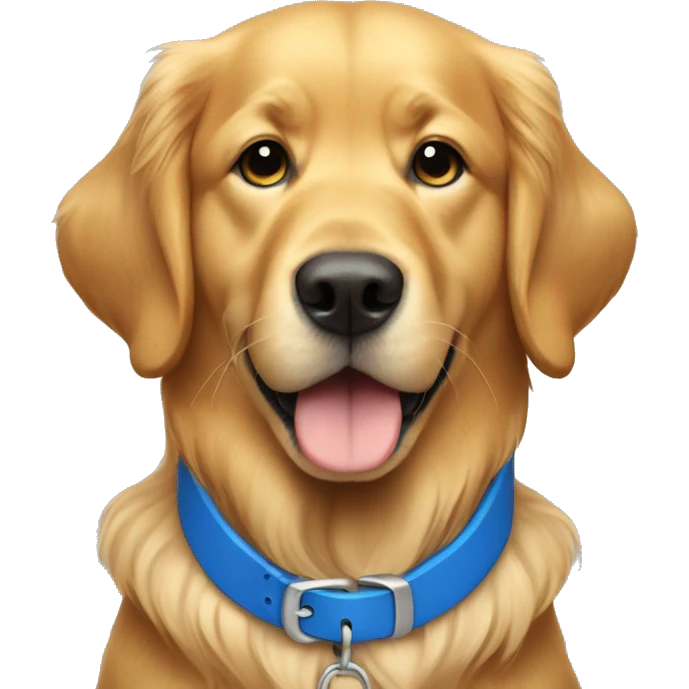 Golden retriever with blue collar emoji