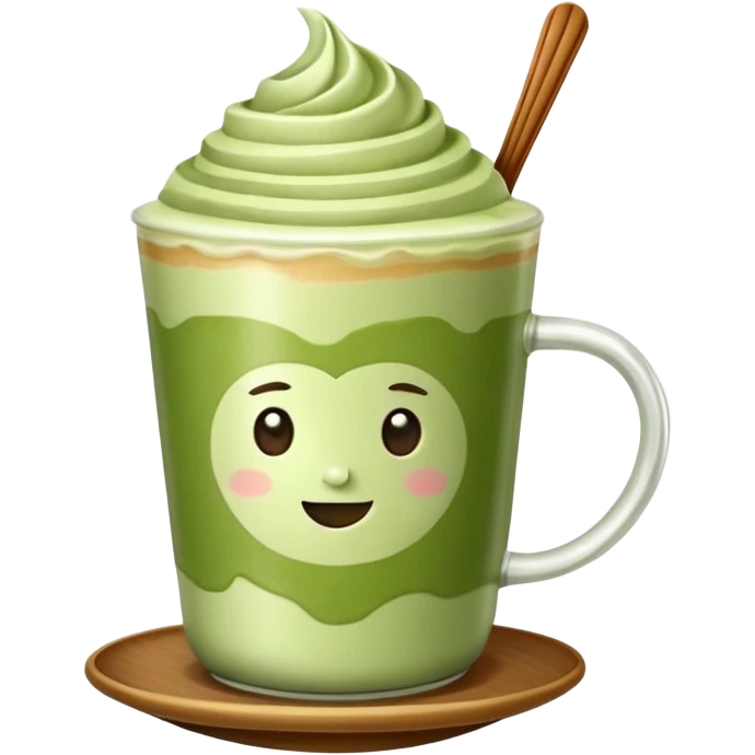 White background, matcha latte no face with latte art emoji