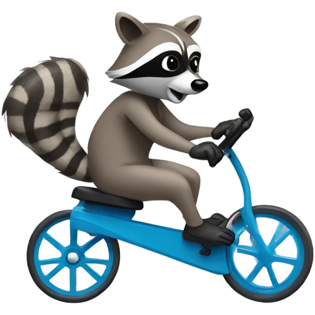 Raccoon riding a recumbent bike emoji