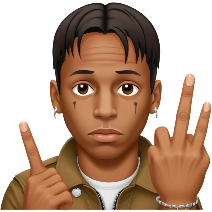 Travis scott showing middle finger emoji
