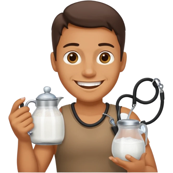Salt Jug with leash in it hand emoji