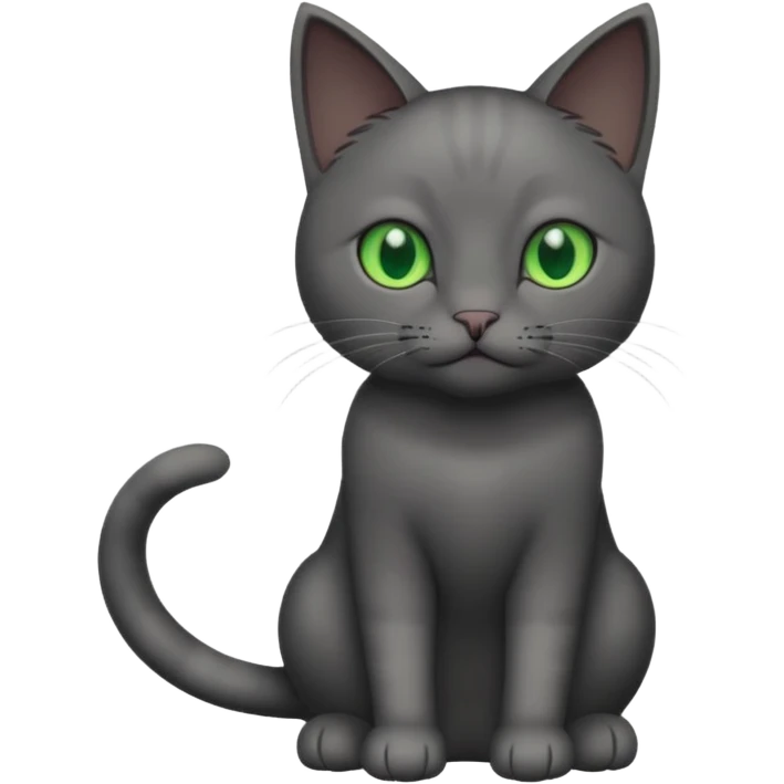 full body completely solid dark grey cat with green eyes and white paws emoji