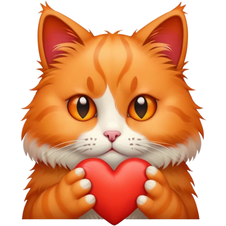 A sad cat hold heart emoji