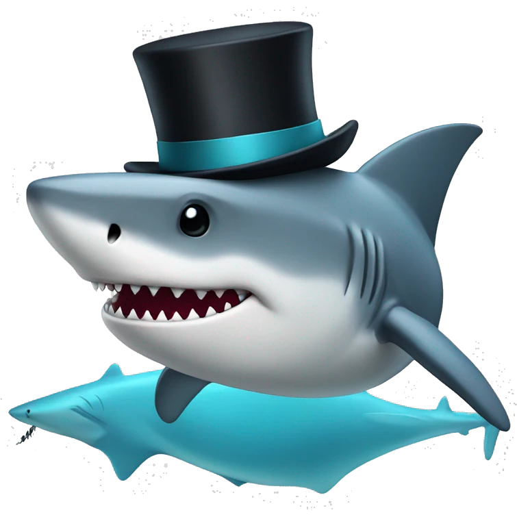 Shark with a top hat emoji