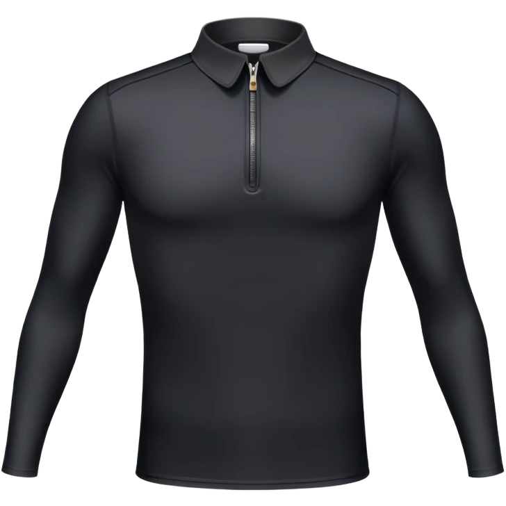 Long sleeve black spandex shirt with collar and zip to the chest emoji