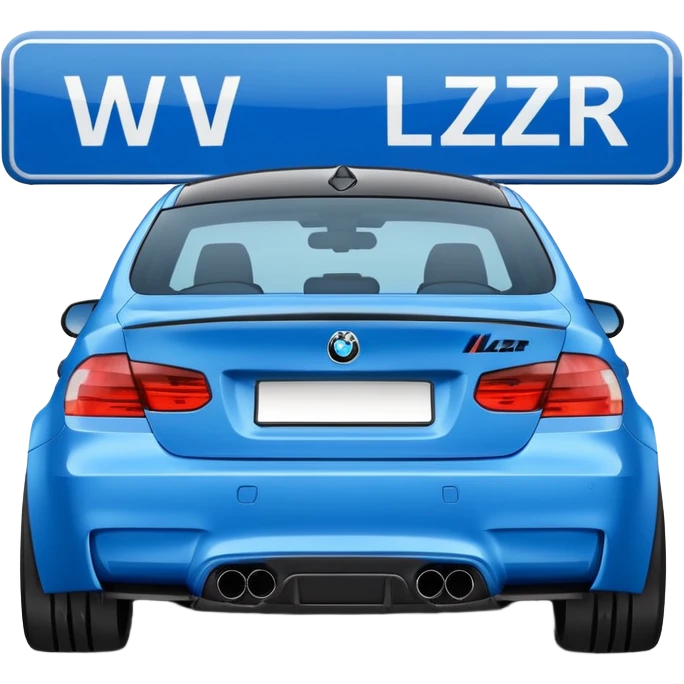 Make me an emoji with a blue bmw M3 and some kind of sign that says ‘W LZR’ emoji