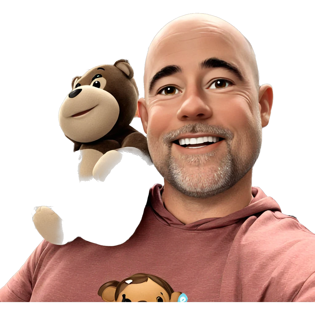 smiling boy with teddy bear emoji