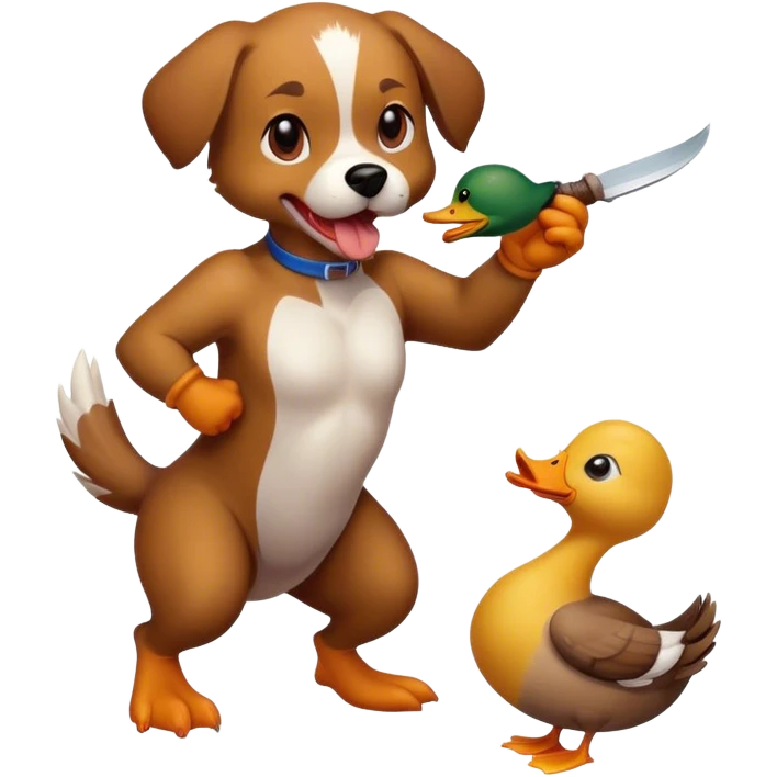 Dog fighting duck to the death emoji