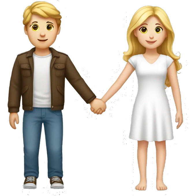 white boy and white girl holding hand emoji