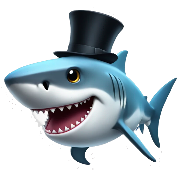 Shark with a top hat emoji