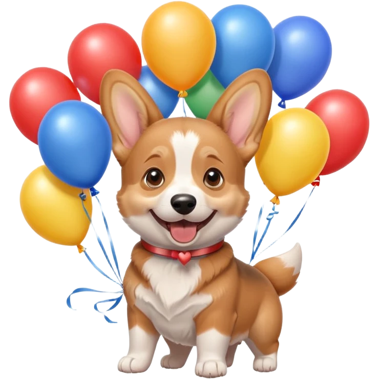 caricatura gorgi gales perrita celebrando feliz con globos y emocion  emoji