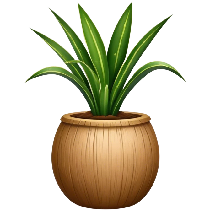 Sansevieria plant in round coconut pot emoji