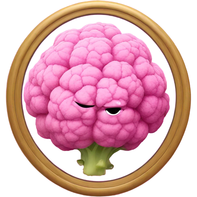 pink cauliflower looking in mirror emoji