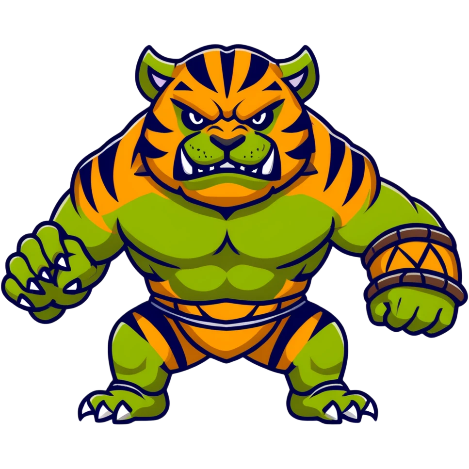 Muscular tiger orc warrior emoji