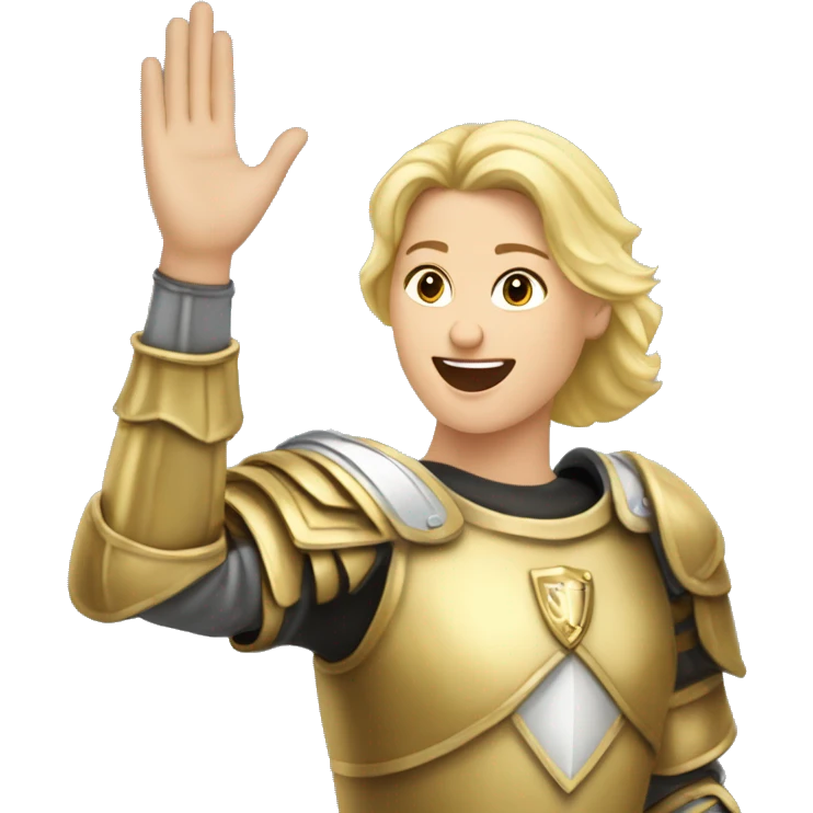 Golden Knight Caucasian female victory celebration hands up emoji