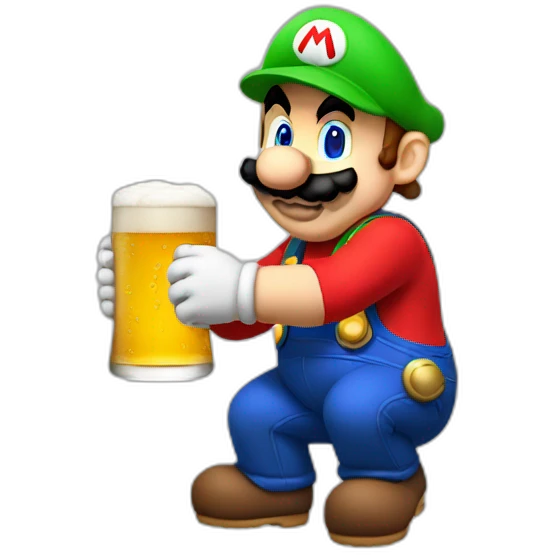 Mario drinking a beer emoji