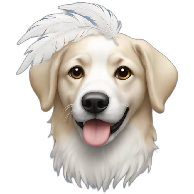 Un chien avec des plumes emoji