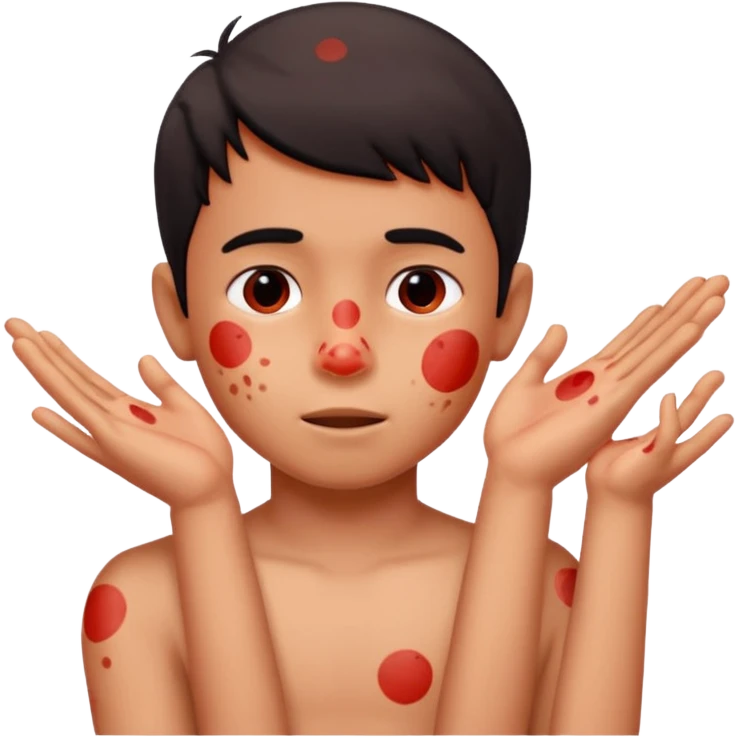 A boy named Sameer, itching and have red spots all over the body emoji