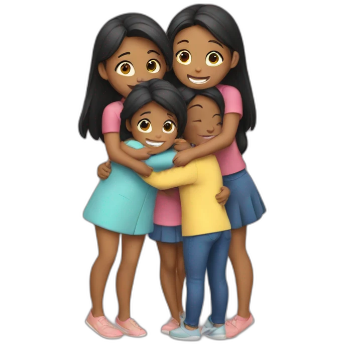 Four girls hugging   emoji