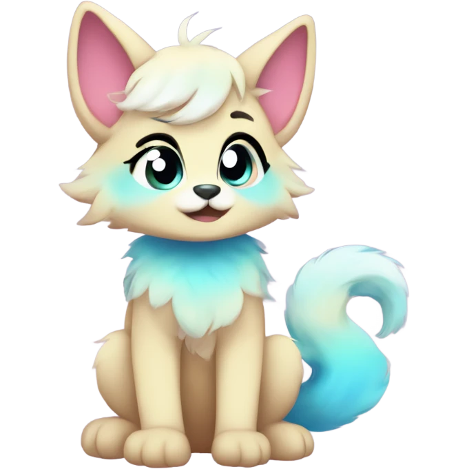 Adorable innocent cute gradient-Sparkle-nebula-fursona furry, full body emoji