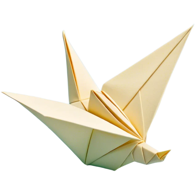 Cinematic Realistic depiction of an elegant origami creation, rendered with delicate paper textures and intricate folds, set on a minimalist background with soft, diffuse lighting that accentuates its artistic precision emoji
