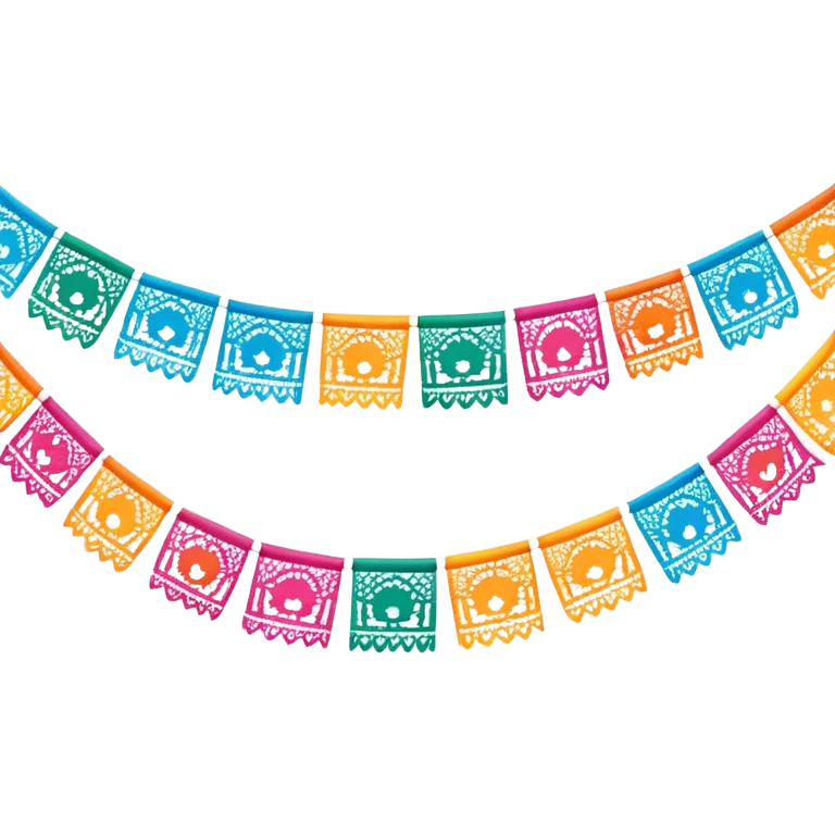 festive one garland of colorful mexican papel picado emoji