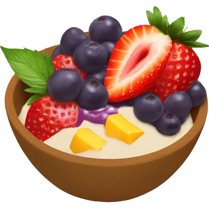 Acai Bowl with mango and strawberry on top  emoji