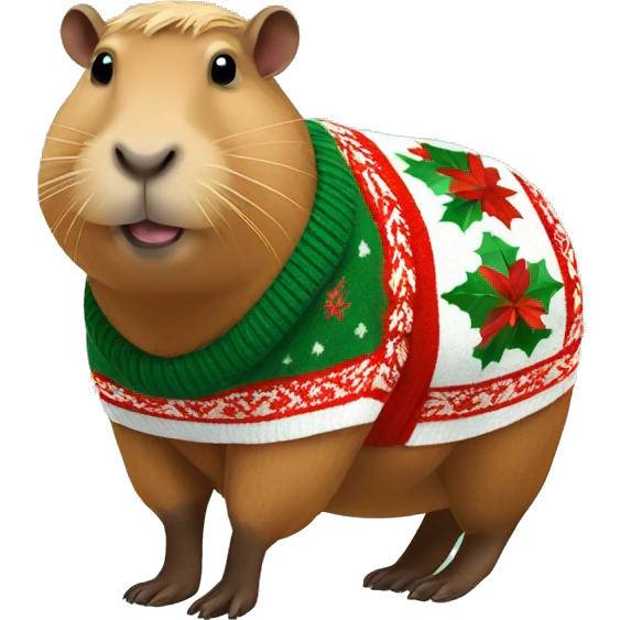 Capybara wearing Christmas sweater emoji