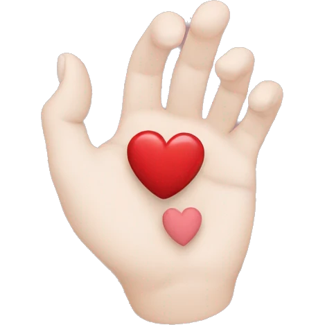 Half of a heart made with a hand emoji