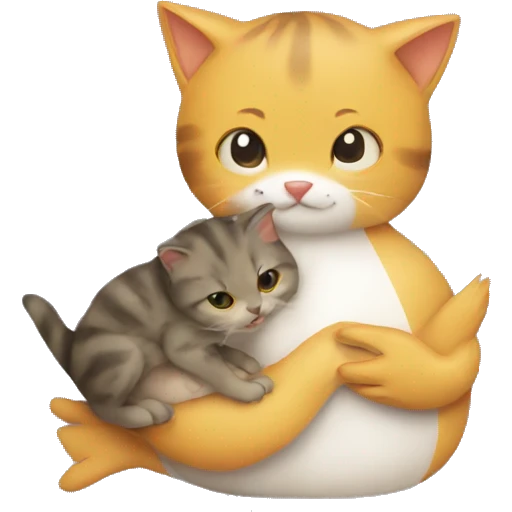 cat hugging duck emoji