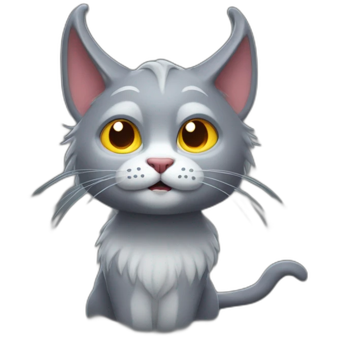 Pixar long hair cat grey devil horns emoji