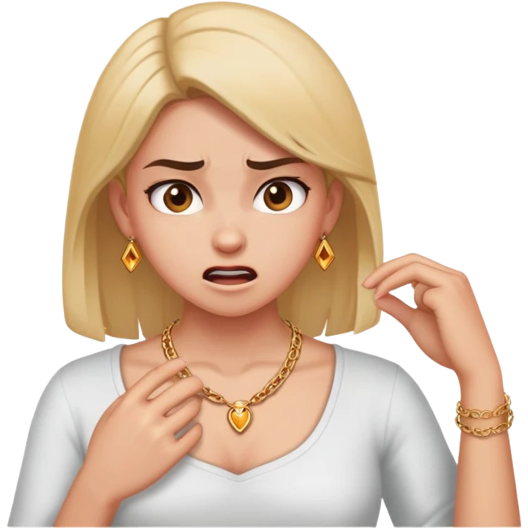 girl angrily putting imaginary necklace on  emoji
