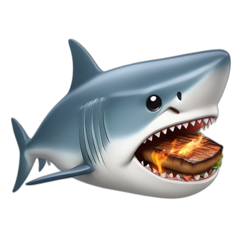 Un requin avec un barbecue sur la tête  emoji