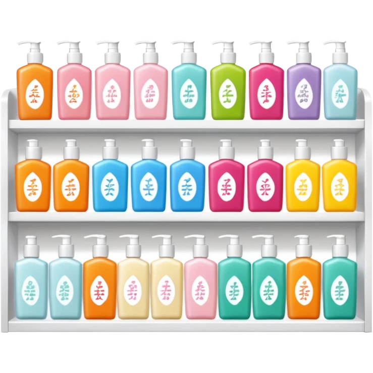 single row shampoo and stuff with Japan brand inside shelf emoji