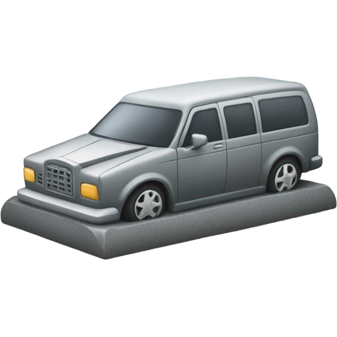 A gravestone with a simple minivan engraved on it emoji