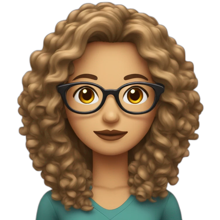 mujer pelo rizado con mechas rubias y gafas emoji