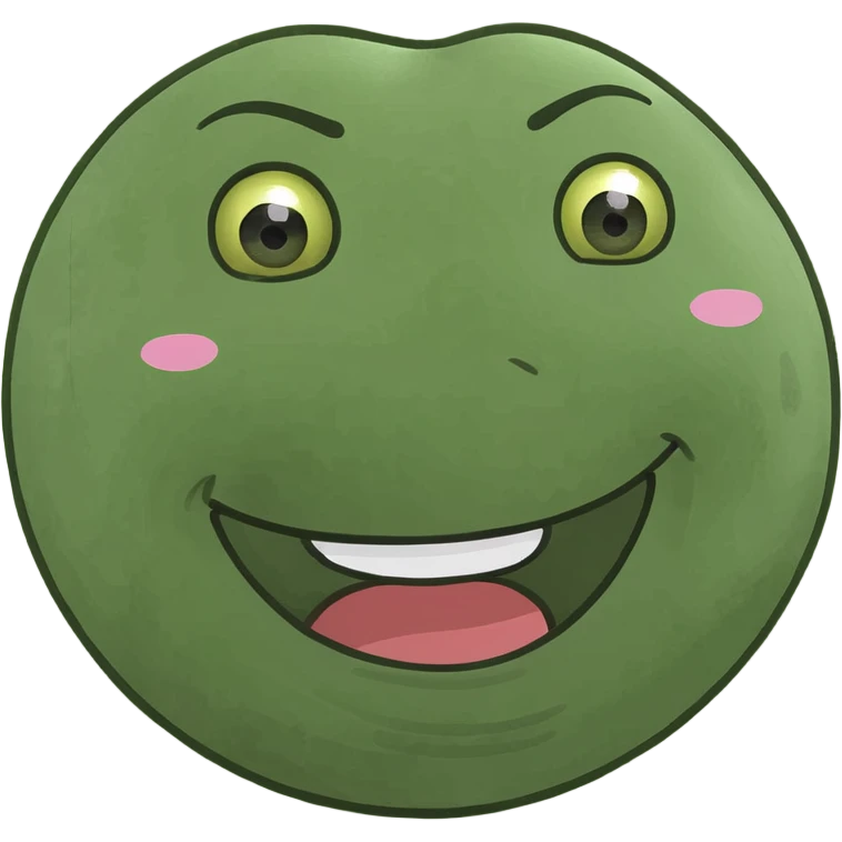 Make the green happy emoji face wink, keep the style and no background. emoji