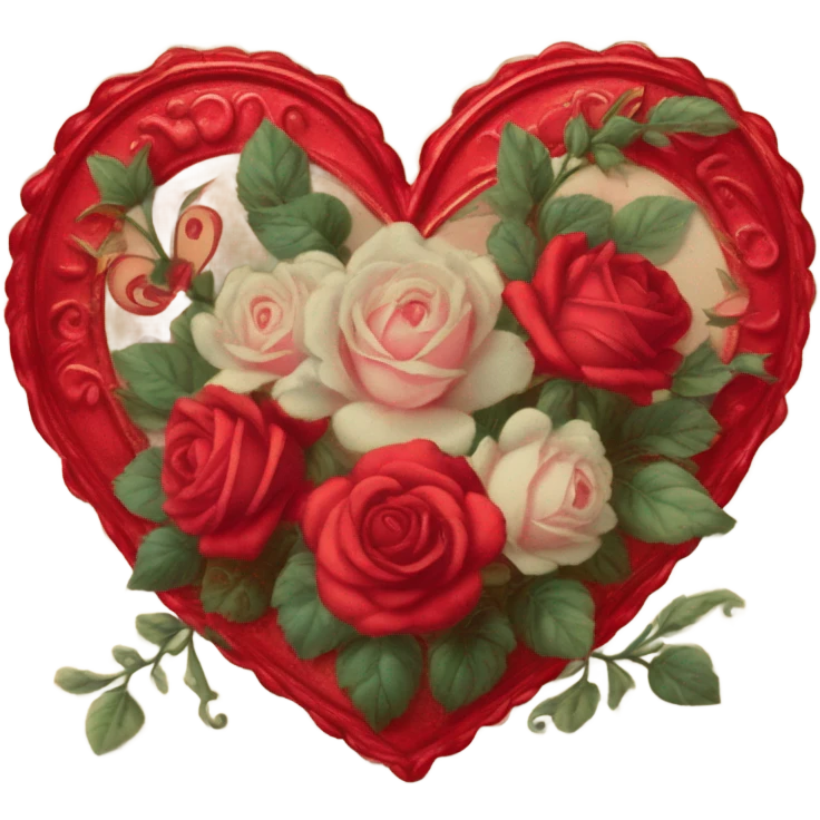 vintage valentine’s day card red emoji