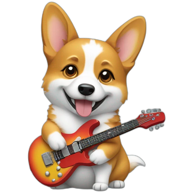 Corgi playing electric guitar emoji