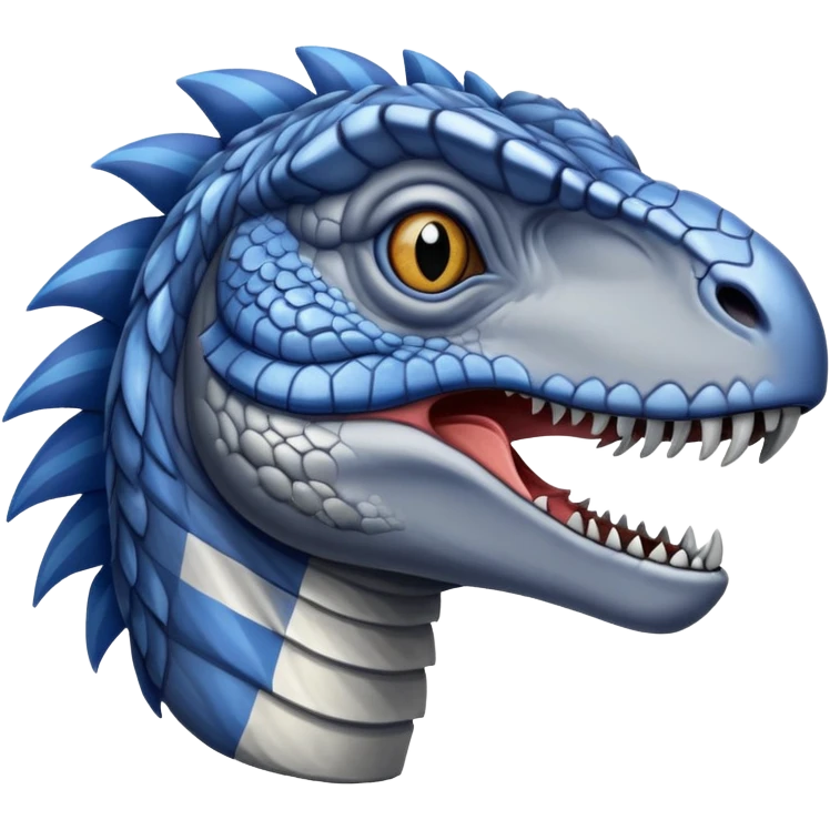 Gray velociraptor with a blue stripe emoji