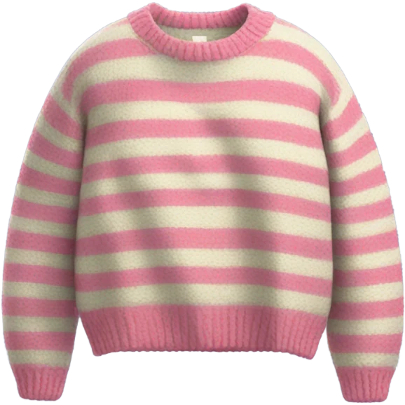 Sage and pink striped cropped oversize wool sweater, isolated emoji
