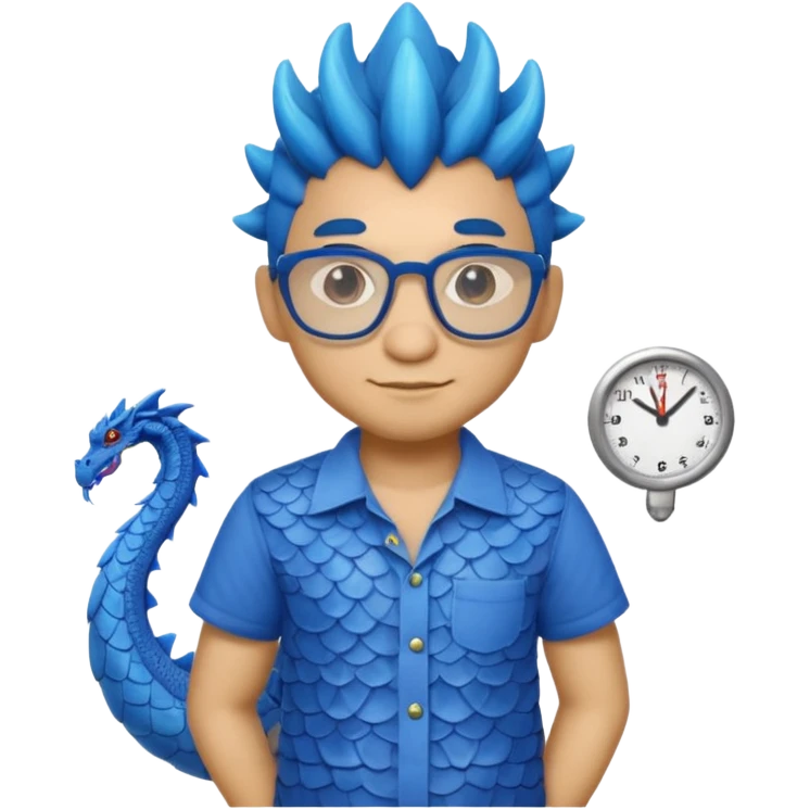 blue dragon with shirt and glasses emoji