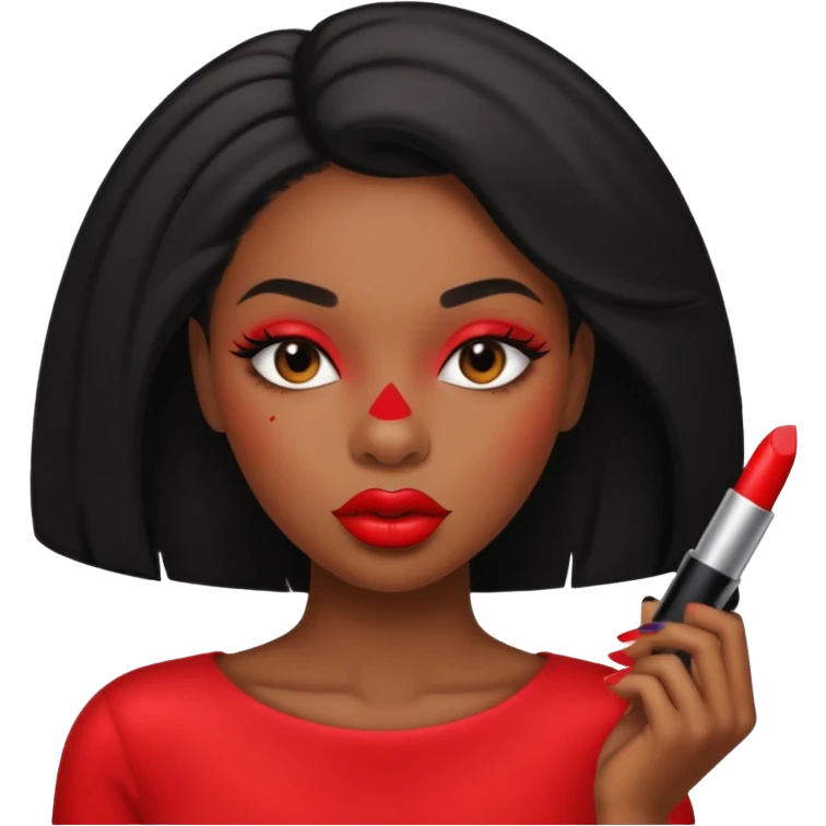 black woman puts lipstick emoji