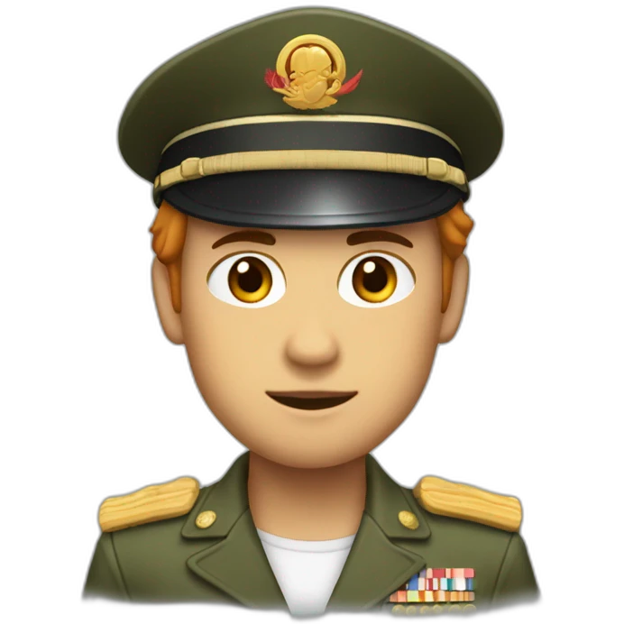 Militaire avec cheveux roux peau noir et chinois emoji