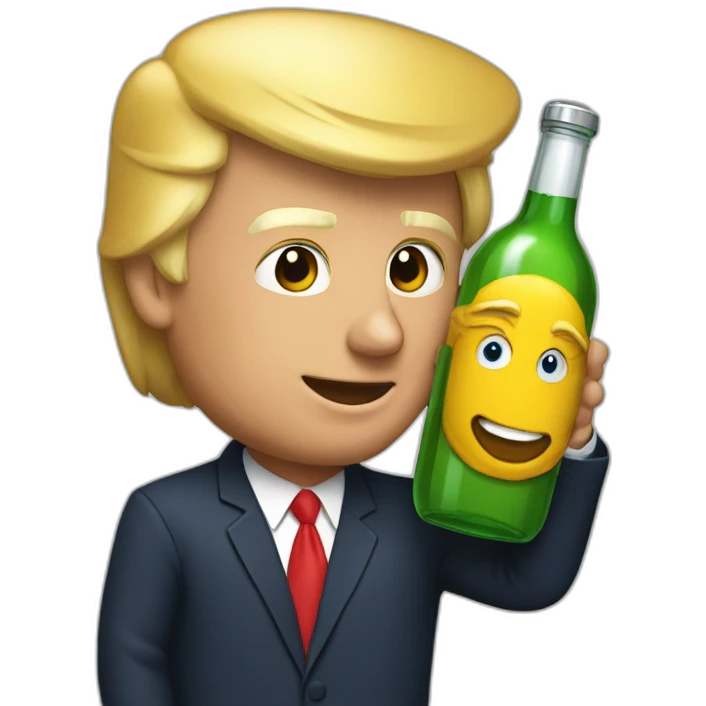 Trump avec une bouteille dalcoon emoji