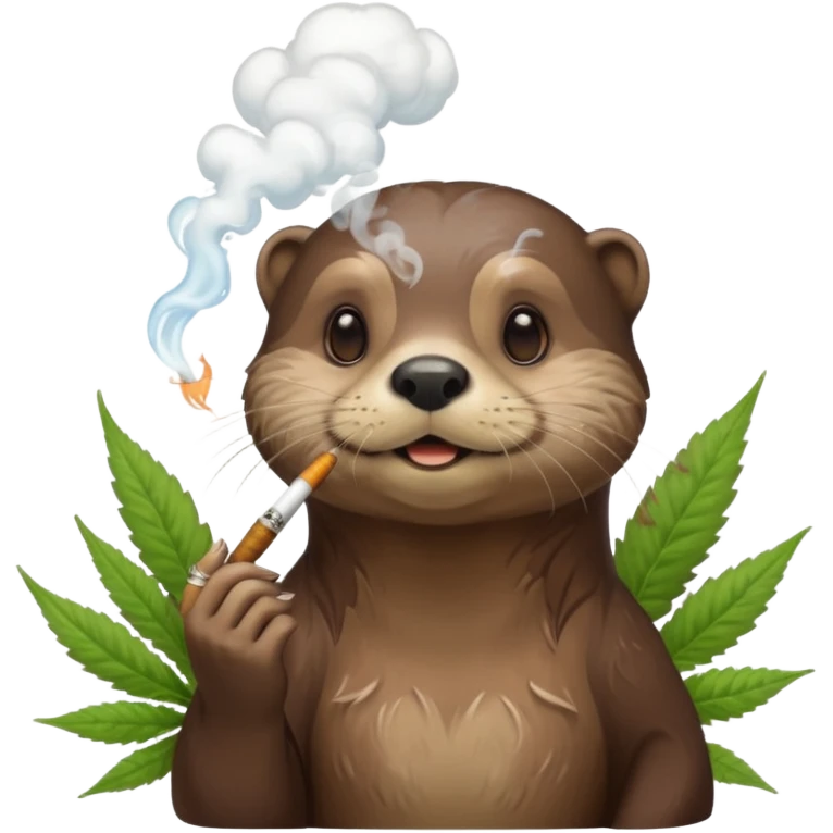 a female otter smoking a joint surrounded by marijuana fumes. a bit california hippy vibe emoji